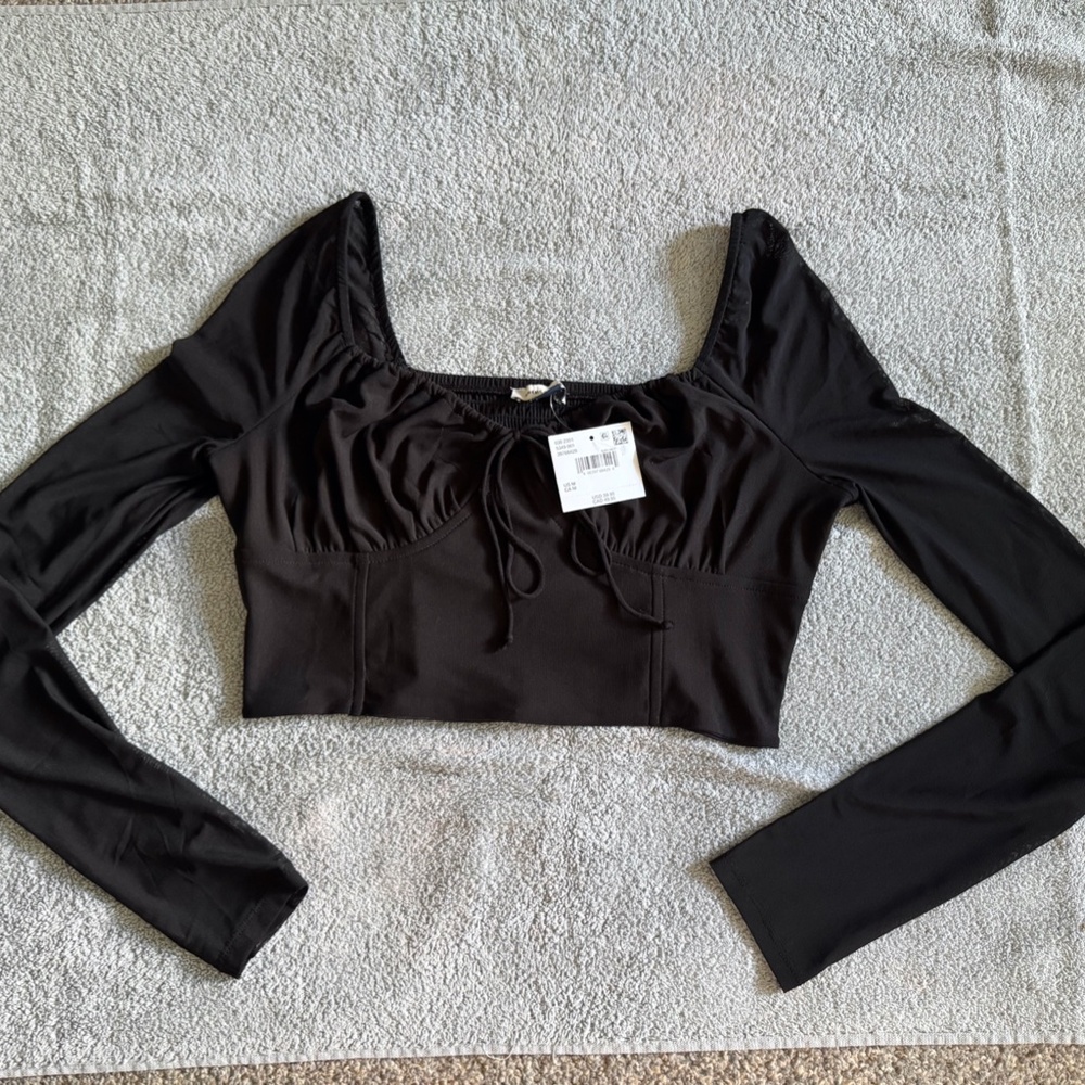 Cropped mesh corset style top